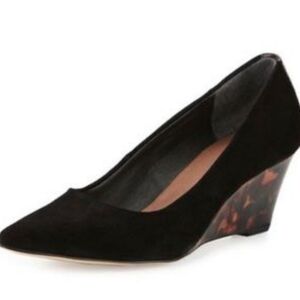 Donald J Pliner Ediee Black Suede Wedge Heel 8 made in Italy